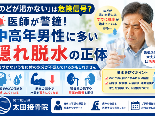「のどが渇かないから大丈夫」は危険？中高年男性に多い“隠れ脱水”に注意