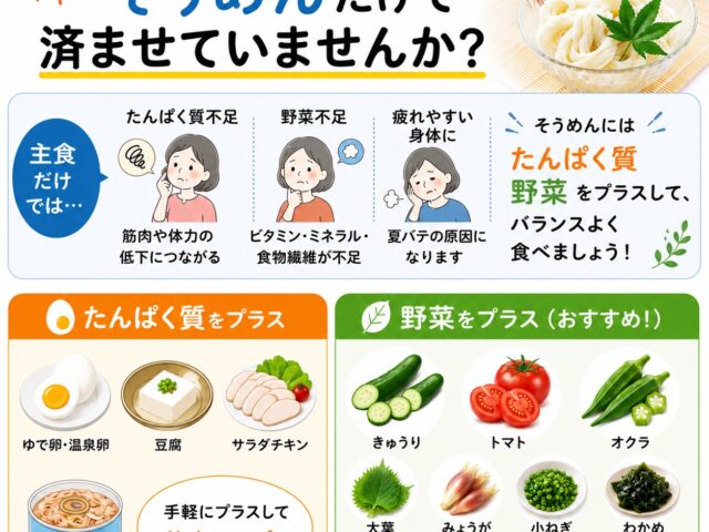 そうめんだけで済ませていませんか？夏場は栄養がかたよります